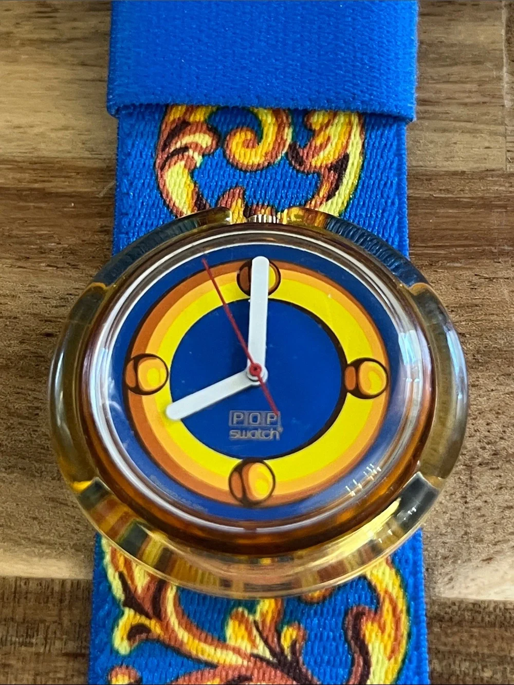 Swatch POP Blue, Yellow & Orange Retro Dial Watch 1994 Rare Pop Swatch Watch with Original Box and Papers  main image 4